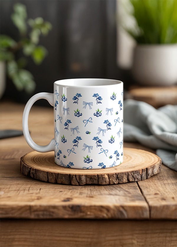 Mavi Kurdale ve Yaban Mersini Baskılı Kupa Bardak 