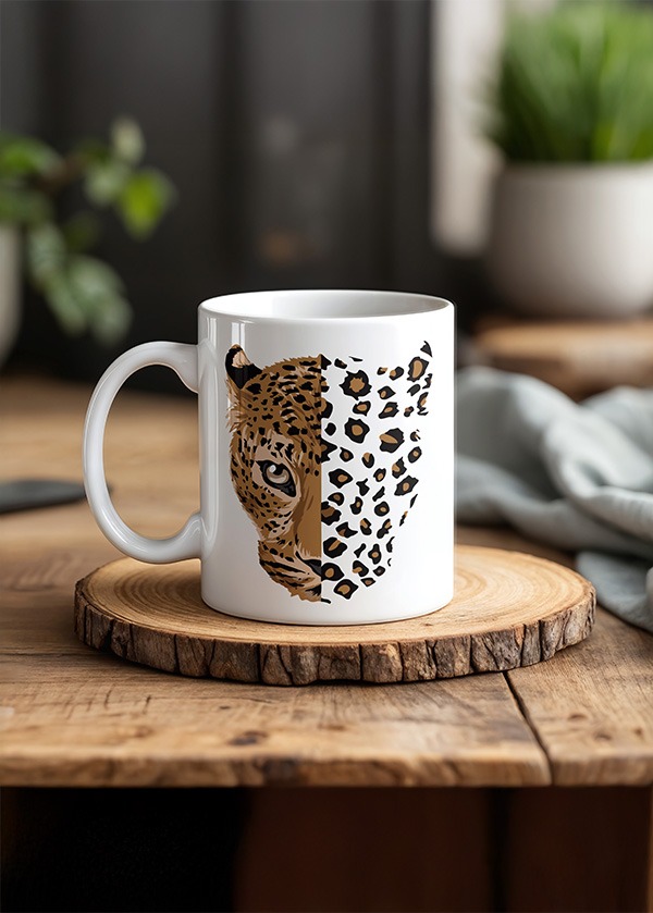 Leopar Yüzü Kupa Vahşi ve Karizmatik