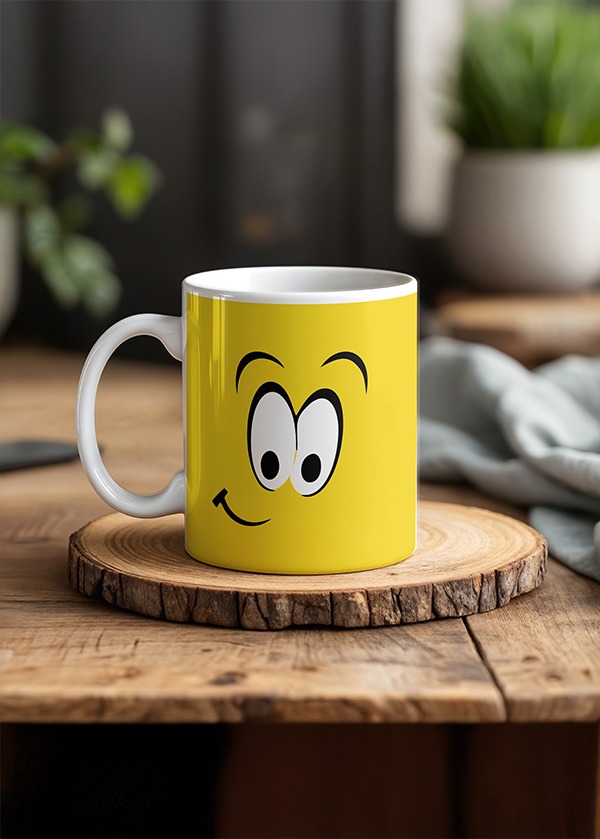 Enerjik Sarı Smiley Gülen Yüz Kupa Bardak