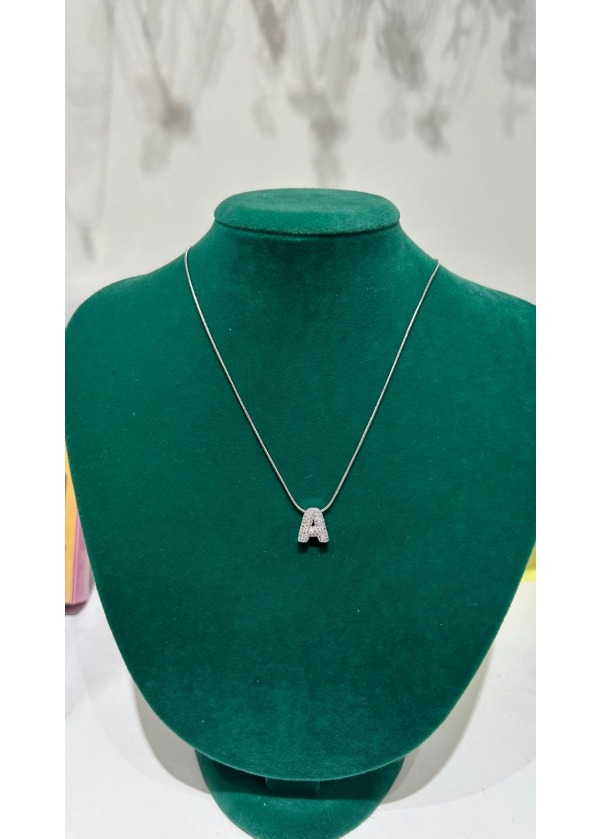 Işıltılı Taşlı Gümüş Renk Harf Kolye Serisi 