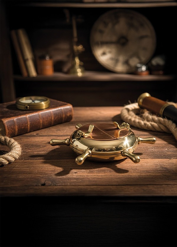 Gemi Dümeni Tasarımlı Pirinç Küllük 