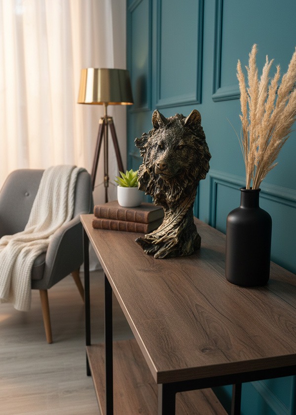 Dekoratif Polyester Kurt Başı Büstü