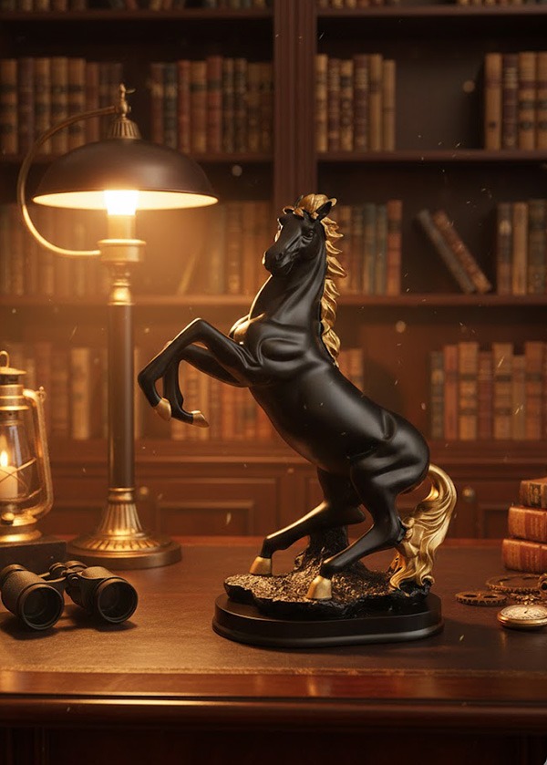 Polyester Şahlanan At Biblosu (Siyah & Gold ) Detaylı 