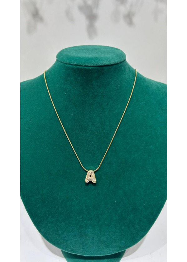 Işıltılı Taşlı Gold Renkli Harf Kolye Serisi 