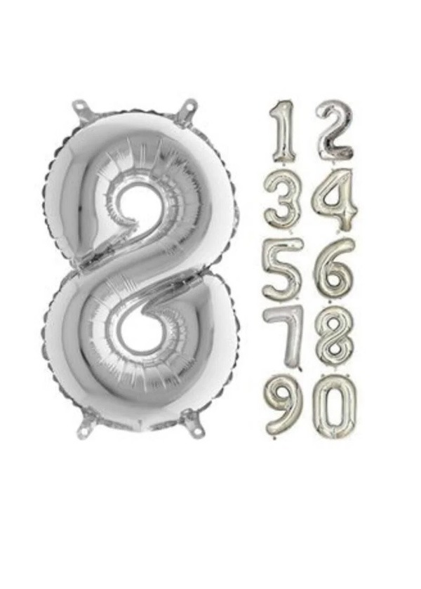 GÜMÜŞ RENK RAKAM FOLYO BALON 40 İNÇ 8 RAKAMI