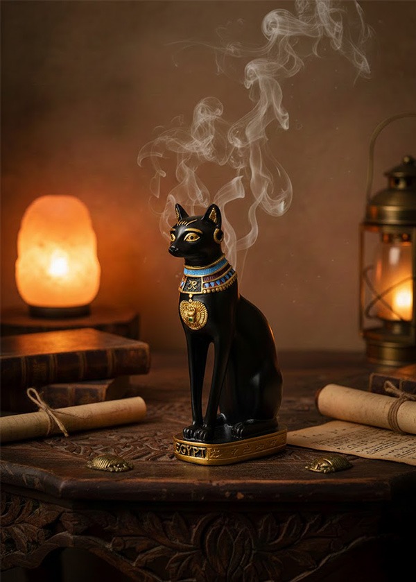 Antik Mısır Serisi: Bastet Kedi Tanrıçası Dekoratif Heykel