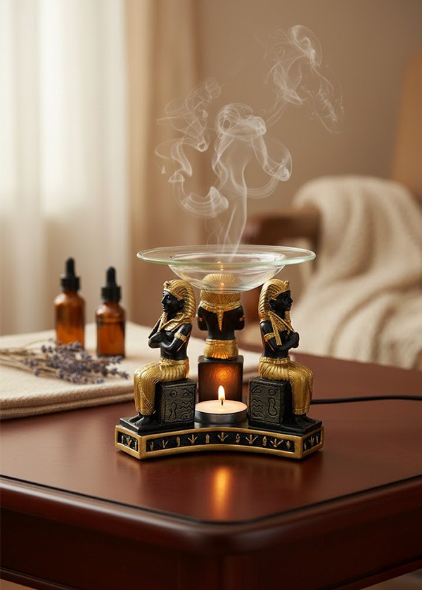 Mistik Mısır Firavunu Tasarımlı Aromaterapi Buhurdanlık ve Mumluk