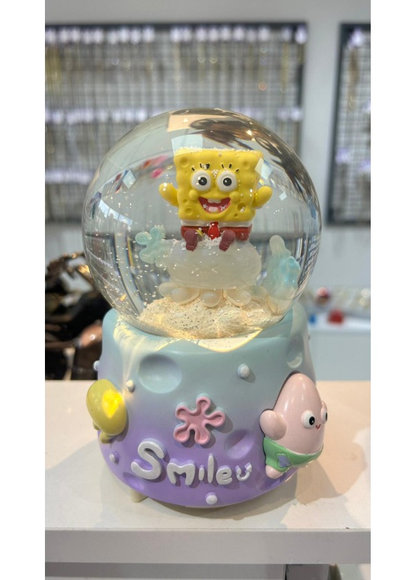 Sünger Bob & Patrick Temalı Kar Küresi Büyük Boy Işıklı Müzikli Kar Küresi