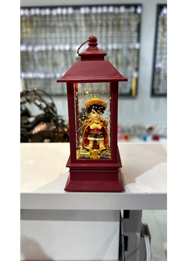 One Piece Monkey D. Luffy - Işıklı Kırmızı Dekoratif Fener Kar Küresi